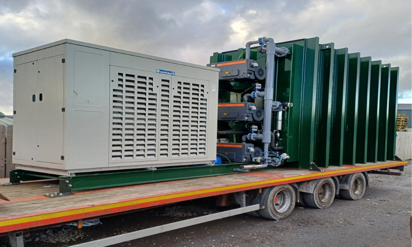 A portable vacuum cooler that is bolted to a trailer and can be moved to different locations.